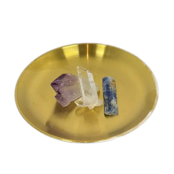 Meditationsset mit Amethyst, Bergkristall und Blaukyanit