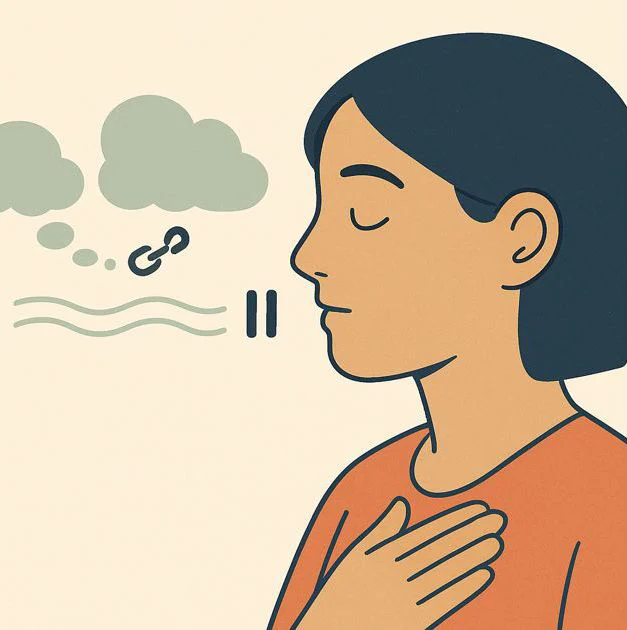 Visualisierung: Atempause unterbricht Grübelketten im Kopf
