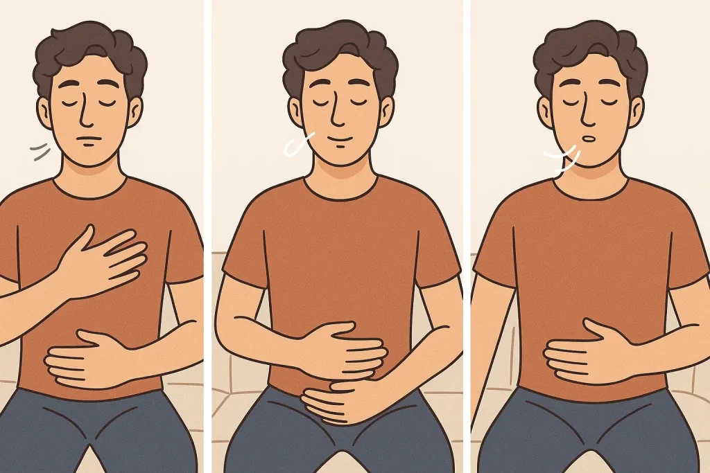 Person übt mit Hand auf dem Bauch die Bauchatmung