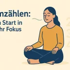 Frau macht einfachen Achtsamkeitstest durch Atemzählen