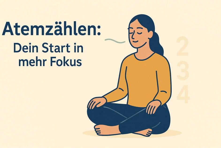 Frau macht einfachen Achtsamkeitstest durch Atemzählen