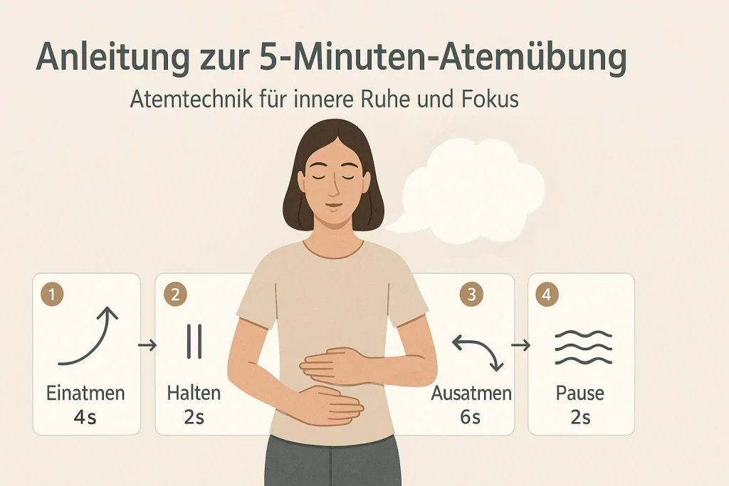 Schritt-für-Schritt-Anleitung Atemübung, Hände auf dem Bauch