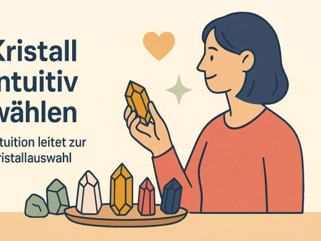 Frau hält Kristall im Laden – folgt ihrer Intuition