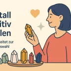 Frau hält Kristall im Laden – folgt ihrer Intuition