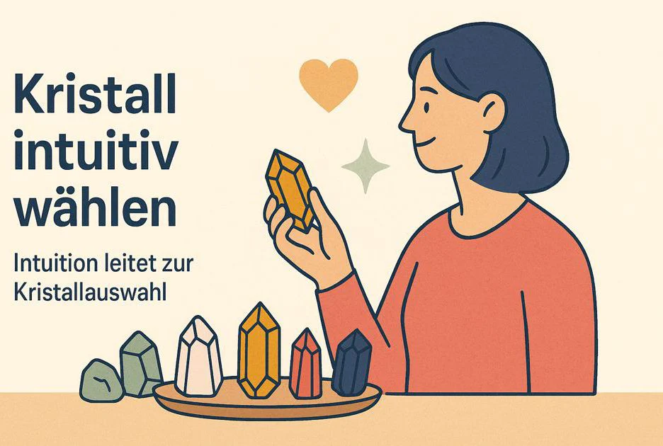Frau hält Kristall im Laden – folgt ihrer Intuition