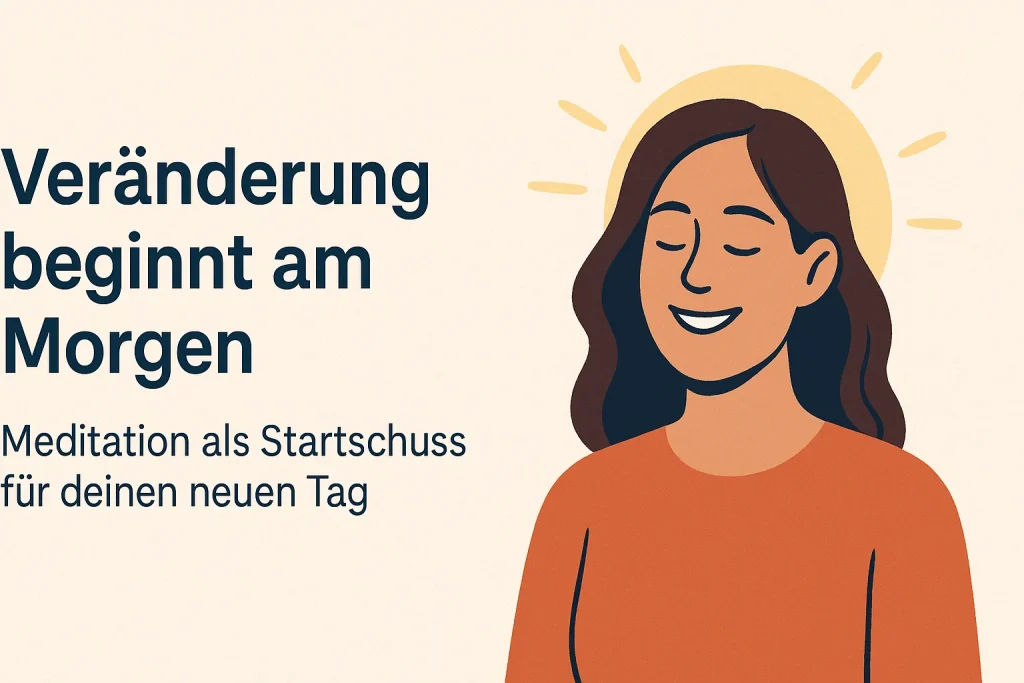 Lächelnde Frau nach Meditation – entspannt, bereit für den Tag