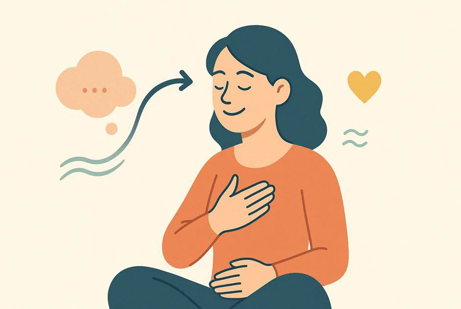 Mensch kehrt nach Ablenkung sanft zum Atem zurück