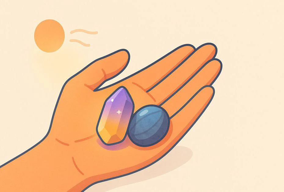 Ametrin und Labradorit für Balance und Transformation in der Meditation