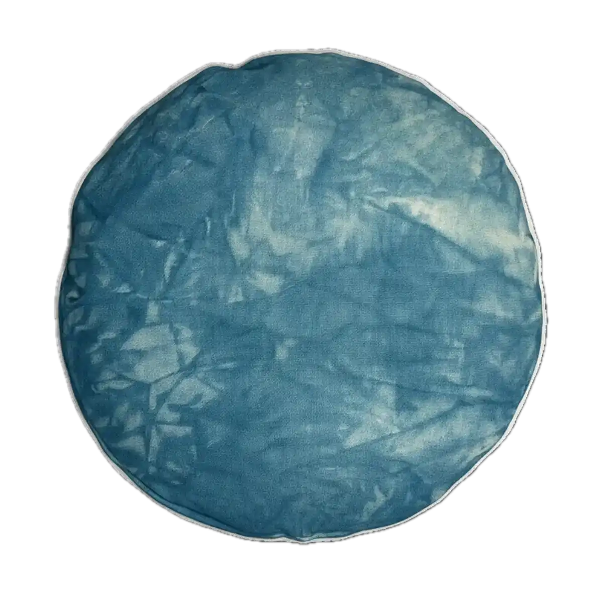 blaues Meditationskissen oben mit Indigo gefärbt