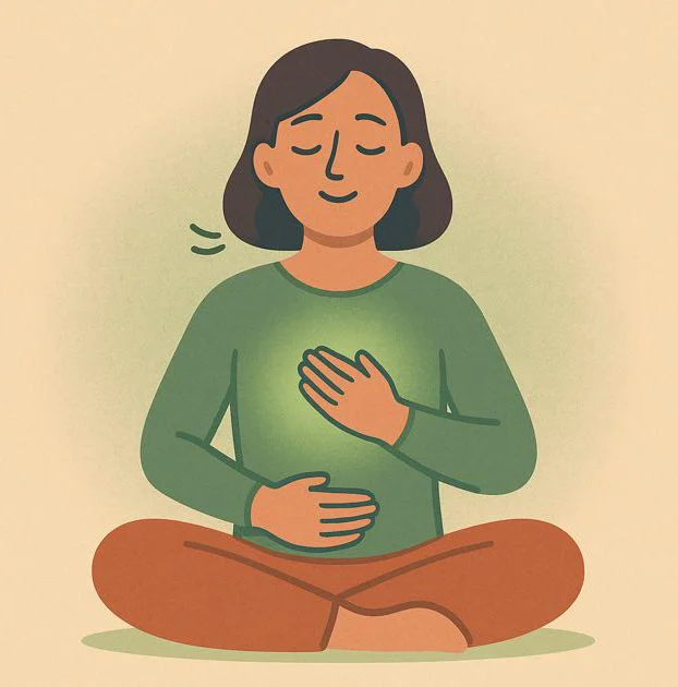 Person meditates with green light, feels activation of the heart chakra through