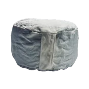 Rundes Meditationskissen in Weiß, klare Form, abnehmbarer Bezug; unterstützt aufrechte Haltung und freien Atem.