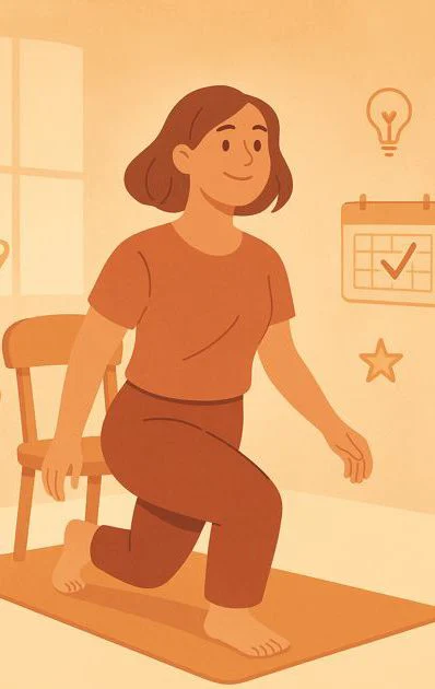 A person who gets up with a smile or has a clear outlook symbolises the successful start of a routine.