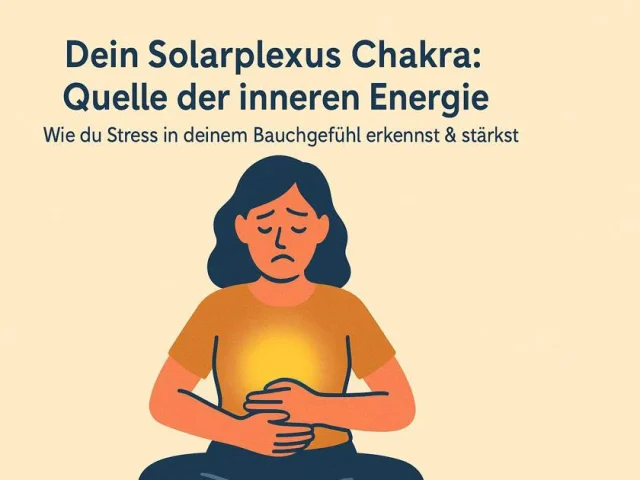 Person spürt Stress und Energielosigkeit, sucht nach innerer Balance im Solarplexus-Bereich