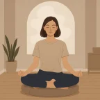 Person sitzt ruhig auf einem Meditationskissen und schafft mentalen Freiraum.