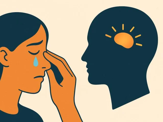 Nahaufnahme einer Hand, die eine Träne abwischt, symbolisiert den Umgang mit Emotionen.