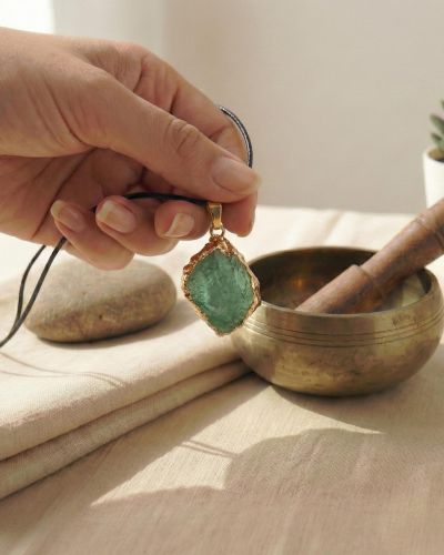 Grüner Fluorit Anhänger Rohstein – Klarheit, Herzöffnung & Heilung – Naturstein Kette, spiritueller Schmuck, handgemachtes Unikat