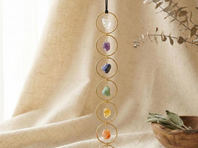 7-Chakra Talisman Anhänger an verstellbarem Band, ca. 45 cm Länge.