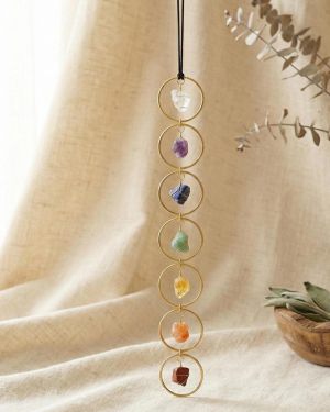 7 Chakra Talisman Anhänger aus Edelsteinen: Amethyst, Bergkristall, Lapislazuli, Tigerauge, Jaspis für Balance, Meditati