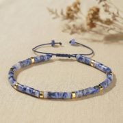 Kyanit Armband Blau, Naturstein Flachperlen, Drittes Auge Chakra, Minimalistisch, Verstellbar, Achtsamkeit Schmuck für Y