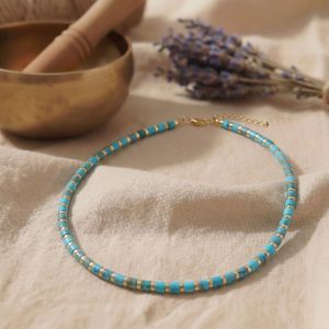 Jaspis Kette mit echten Natursteinen für Chakrenarbeit und Yoga. Natürlich Meditative Kette aus Flachperlen.