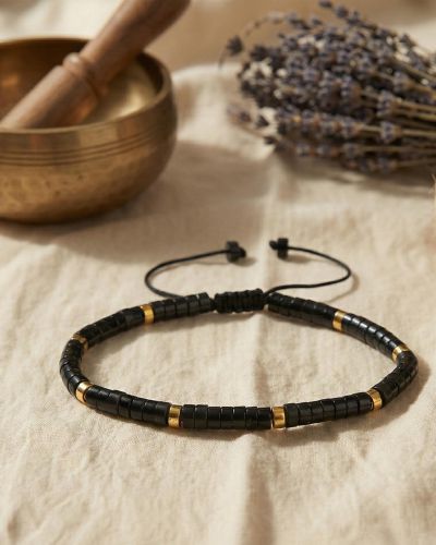 Schwarzer Jaspis Armband für Wurzelchakra & Yoga, Minimalistischer Schutzstein Schmuck für Männer & Frauen