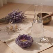 Amethyst Lotus Schale Räucherstäbchen Halter, Edelstein Deko für Meditation und Yoga Geschenk
