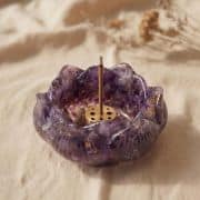 Amethyst Lotus Schale Räucherstäbchen Halter, Edelstein Deko für Meditation und Yoga Geschenk