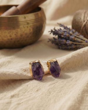 Amethyst Ohrstecker Rohstein