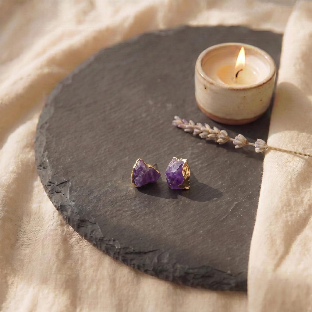 Amethyst Ohrstecker Rohstein