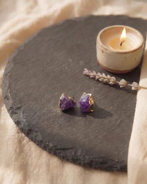 Amethyst Ohrstecker Rohstein