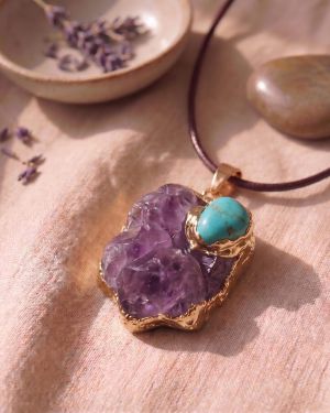 Amethyst Kette mit Türkis Talisman